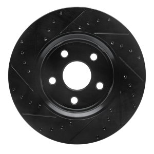 Dodge Durango Brake Rotor (1) - Front Right - R1 Concepts - Drilled & Slotted - Black - `11-`22